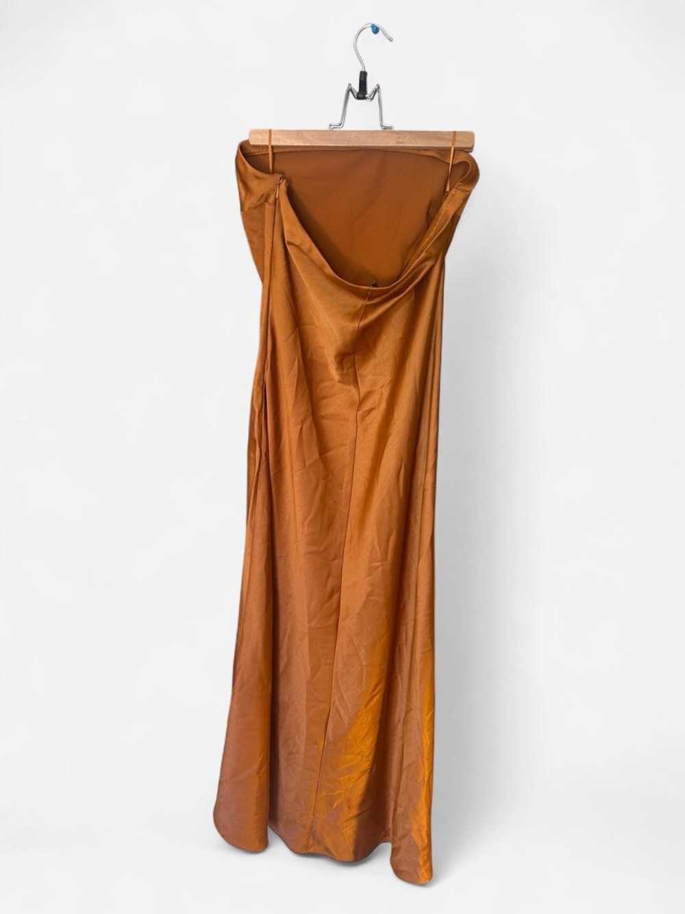 House of Harlow Satin Strapless Dress - Rust Brown